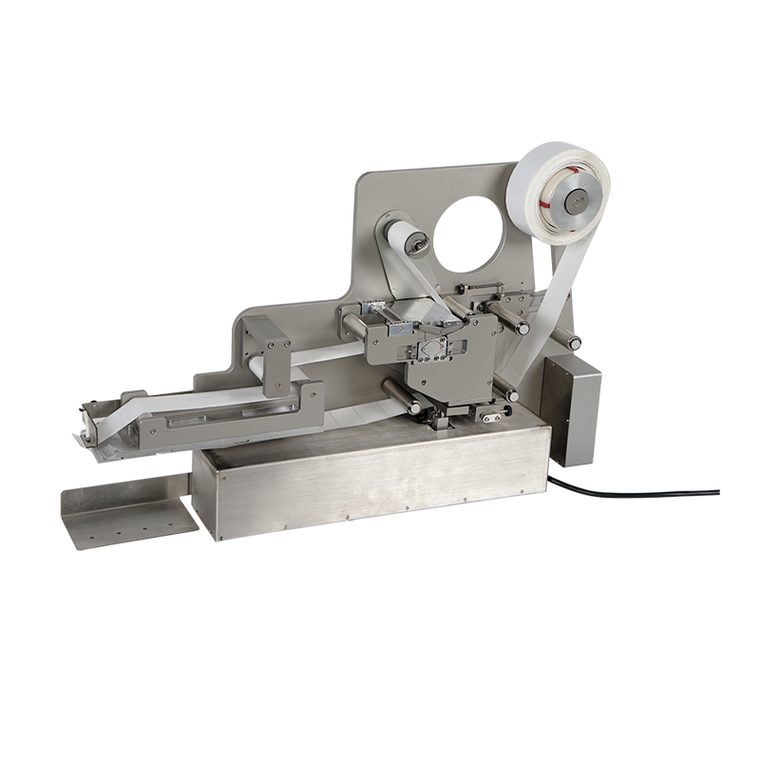 Retractable upper-stripping body label feeder